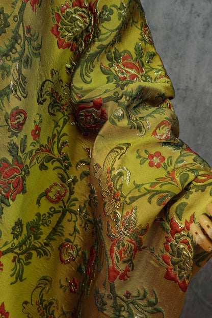 Baroque Floral Jacquard Brocade Fabric: European Palace Style, 57"