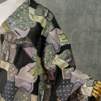 Tissu jacquard à motif floral : mélange de polyester micro-transparent, 140 cm de large