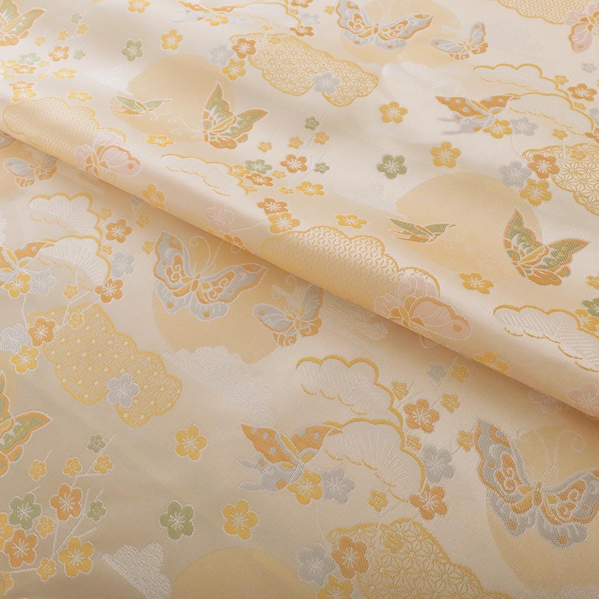 Butterfly Weaving Rayon Fabric: Mongolian Tibetan Gold Pattern, 58"W