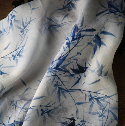 Blue Bamboo Ramie Fabric: Sustainable Home Textile, 55" Wide