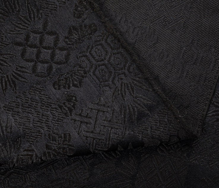 Nishijin Ori Jacquard Silk Brocade Fabric: Japanese Plaid, 59" Wide