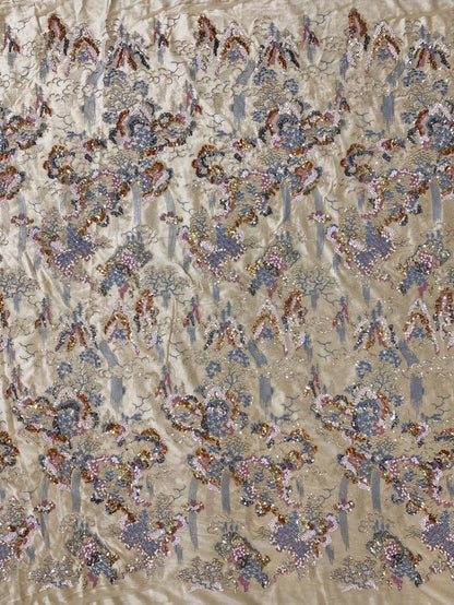 Embroidered Velvet Fabric ��" Wide Plush Material for Sewing & Upholstery