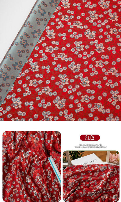 Red Floral Brocade Fabric: 47"W Chinese Cheongsam Sewing Material