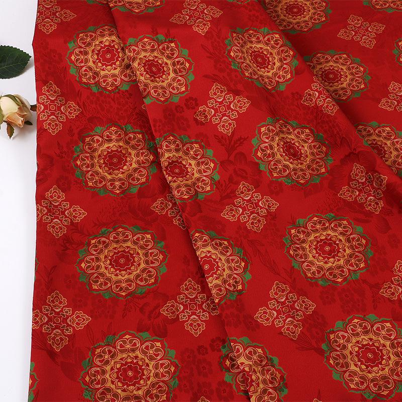 Floral Baoxiang Print Rayon Silk Fabric - 59" Wide