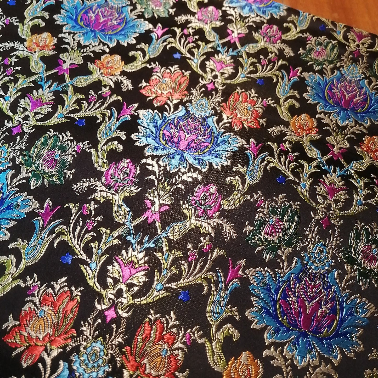Lotus Damask Silk Brocade Fabric: Tibetan Buddhism Costume Decor