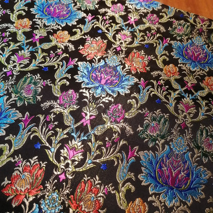 Lotus Damask Silk Brocade Fabric: Tibetan Buddhism Costume Decor