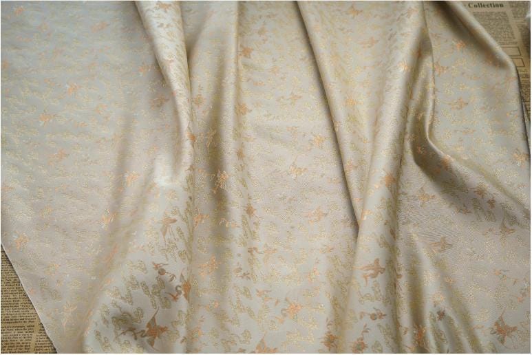 Gold Thread Jacquard Fabric: 3D Oil Painting Texture, 55" Wide