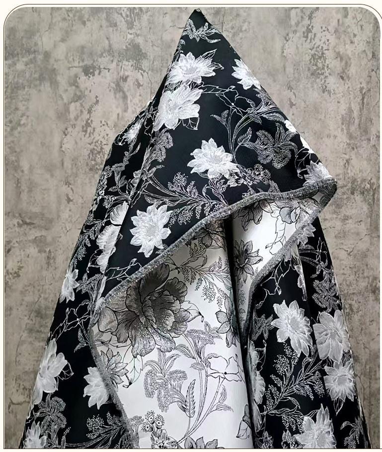 Gold Floral Jacquard Fabric: Metallic Brocade for Sewing - 59" Wide