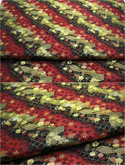 Nishijin Floral Jacquard Brocade Fabric: Black & Purple Silk Rayon Blend