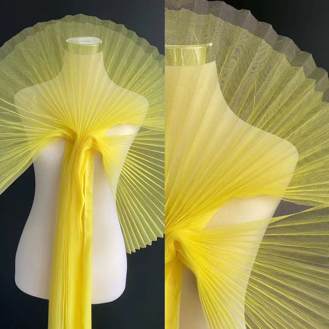 Pleated Tulle Fabric: 59" Wide Stiff Mesh, Designer Wedding Material