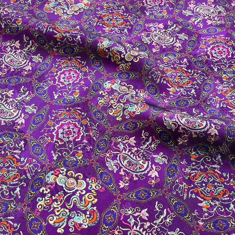 Purple Blossoms ��� New Chinese Style Jacquard Xiangyun Silk Blend