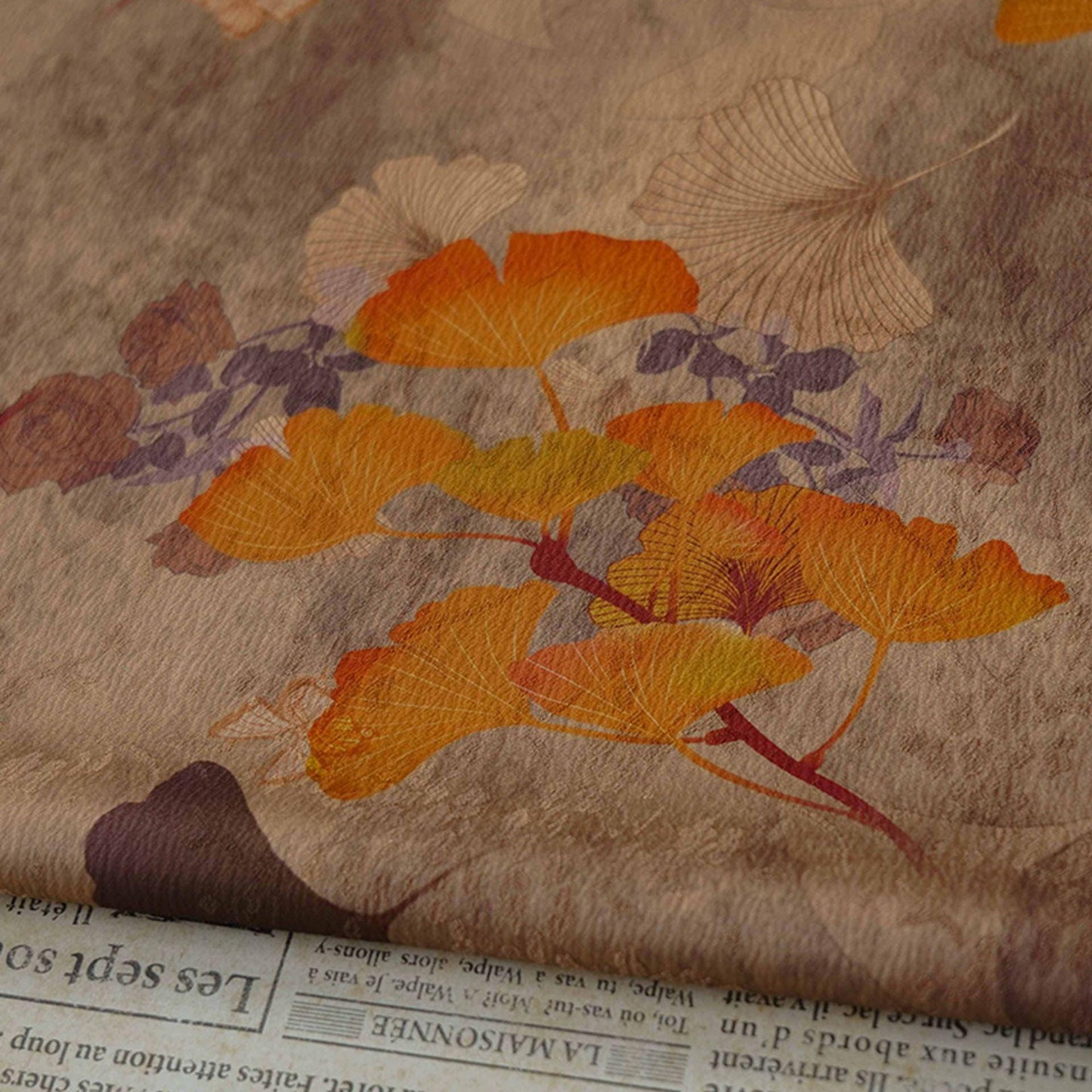 Autumn Leaf Satin Fabric: 59"W Gambiered Canton Gauze