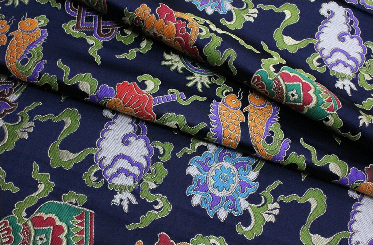 Chinese Brocade Fabric: Silk Rayon Jacquard, Mongolian Gown Decoration
