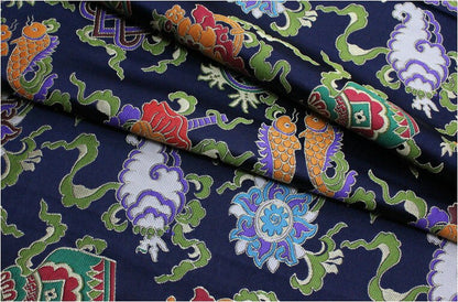 Chinese Brocade Fabric: Silk Rayon Jacquard, Mongolian Gown Decoration