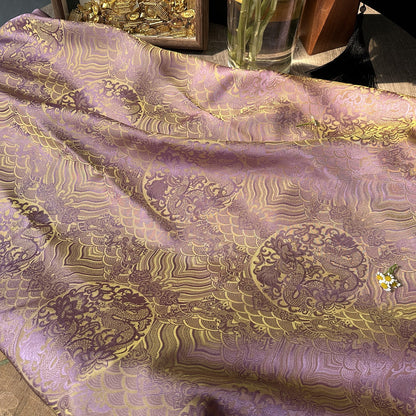 Wave Pattern Jacquard Satin Damask Fabric - 59" Wide Rayon Material