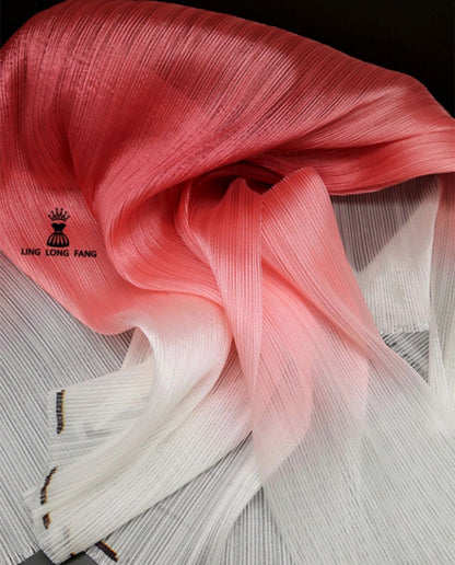 Pleated Organza Fabric: Shiny Crinkled Texture, 55" Wide