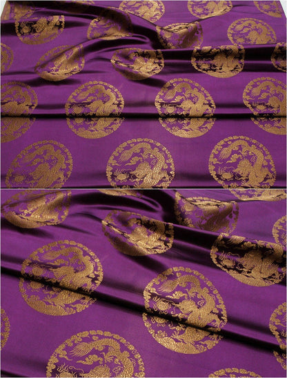 Dragon Brocade Fabric: Multicolor Silk Rayon Blend, Upholstery Sewing Material