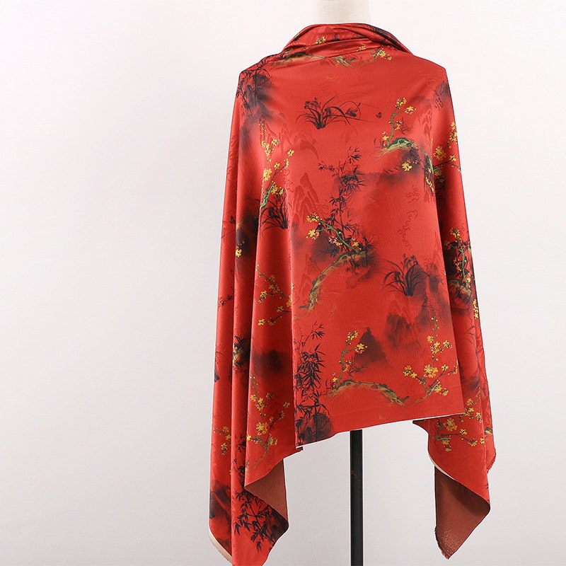Tissu de gaze cantonaise en satin perlé à motifs floraux : tissu pour qipao cheongsam, 147 cm de large
