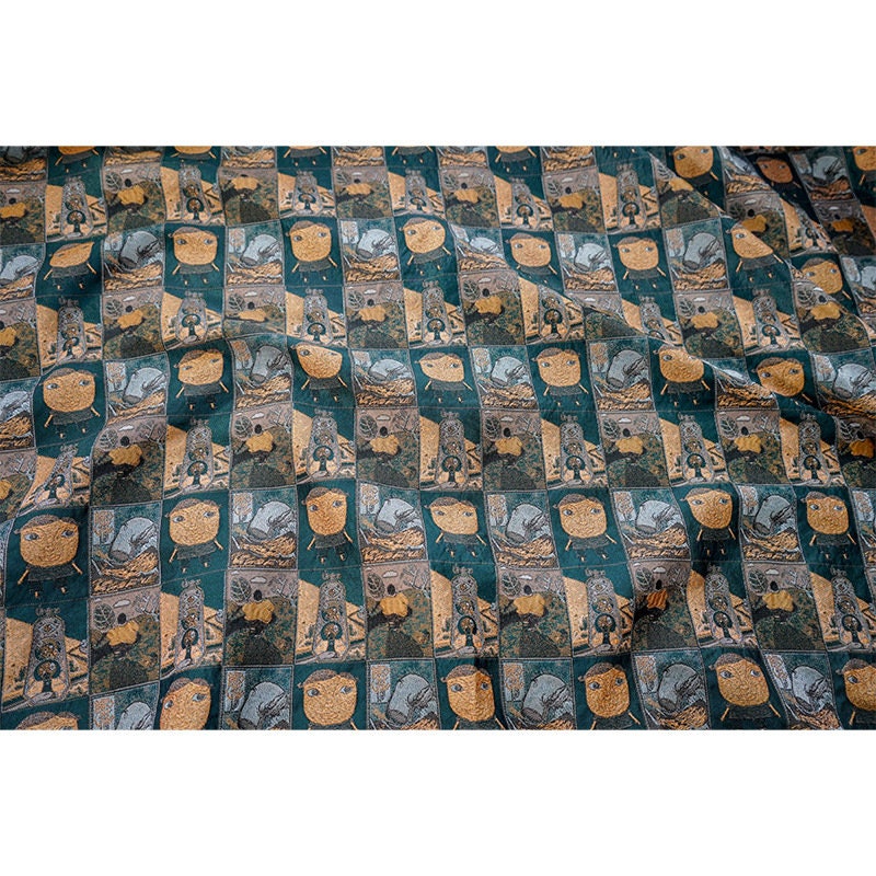 Cartoon Graffiti Jacquard Fabric: Abstract Oil Painting Style, 63"W