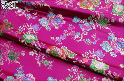 Floral Brocade Fabric: Chinese Style Silk Rayon Blend (29.5" Wide)