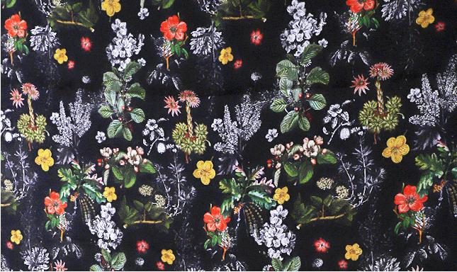 Floral Print Tea Silk Satin Fabric: 55"W Rayon Sewing Material