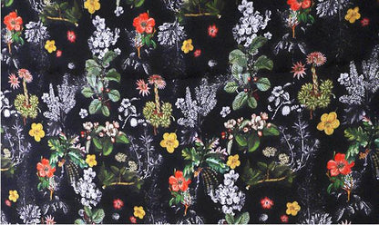 Floral Print Tea Silk Satin Fabric: 55"W Rayon Sewing Material