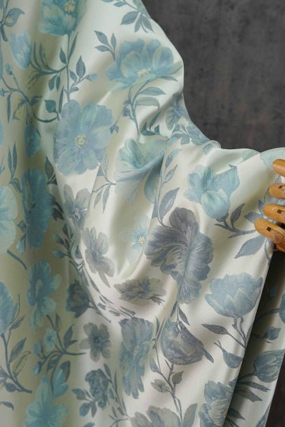 Tissu brocart jacquard à motif floral bleu élégant ��� Cheongsam, canapé, textile de décoration intérieure"W