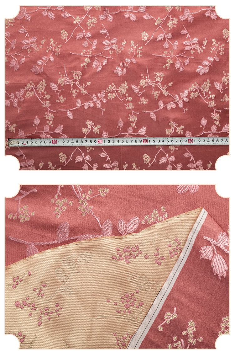 Tissu brocart à motifs floraux : mélange de soie et de rayonne de style chinois, 75 cm de large