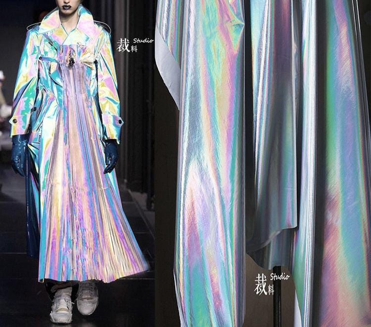 Holographic TPU Fabric: Elastic Symphony, Designer Clothing Material, 59" Wide
