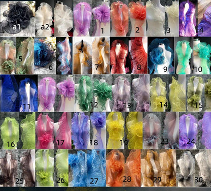 3D Ruffle Organza Fabric: Two-Toned Stiff Texture (13cm Wide)