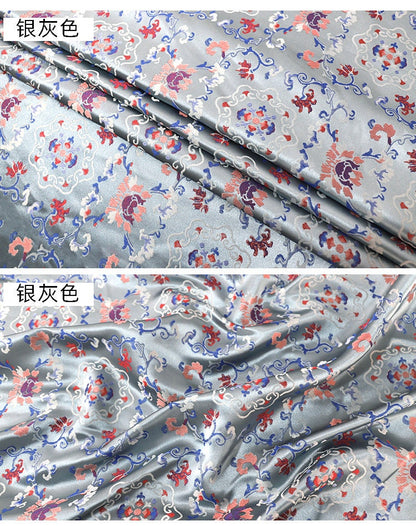 Floral Brocade Fabric: 59"W Chinese Silk Rayon Damask