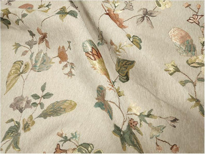 Tissu jacquard chenille à motif floral : brocart doré, 150 cm de large
