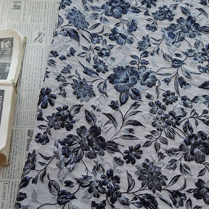 Tissu jacquard européen à motif floral en relief et fil doré - Texture luxueuse pour matelassage, ameublement, couture, décoration intérieure - Large