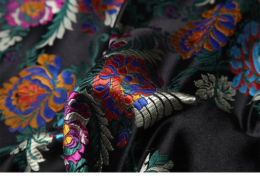Floral Silk Brocade Fabric: 29.5" Wide, Upholstery & Sewing - By The Meter