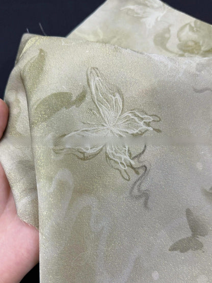 Tissu jacquard en rayonne à motif médaillon chinois et feuille d'or métallisée