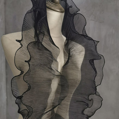 Pleated Ruffle Organza Fabric: 3D Fold, Stiff Texture, 13cm Wide
