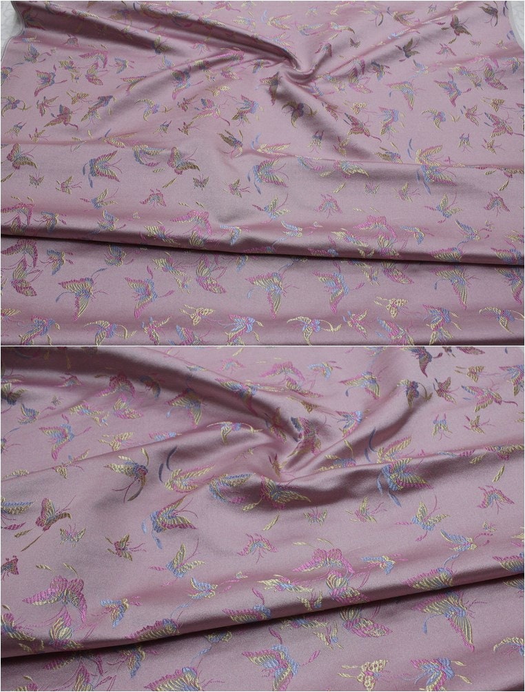 Butterfly Floral Silk Brocade Fabric - Chinese Jacquard (29.5"W)