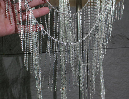 Rhinestone Tassel Chain: Crystal Glitter DIY Wedding Dress Accessory (12cm)