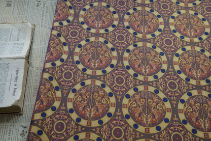 Gold Brocade Jacquard Fabric: Retro Palace Style Damask, 58" Wide