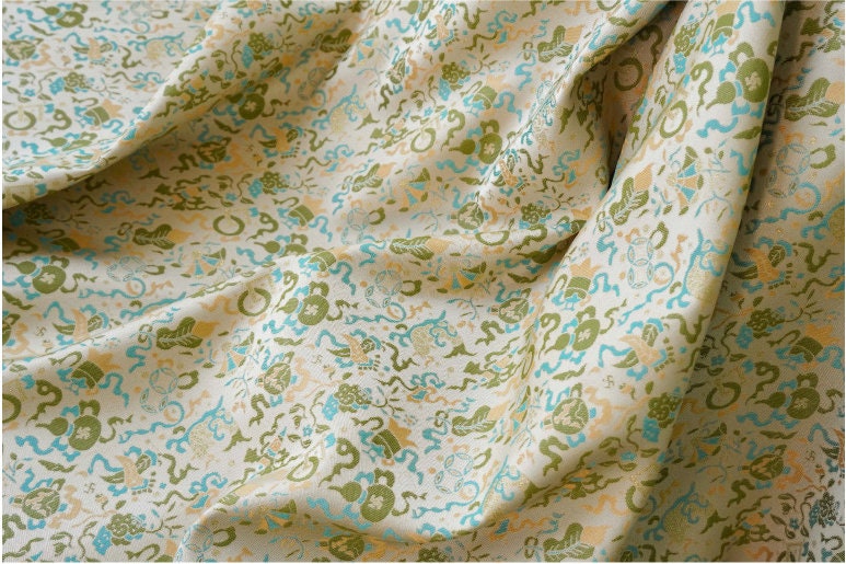 Flying Dragon Brocade Fabric: 59"W Rayon Satin