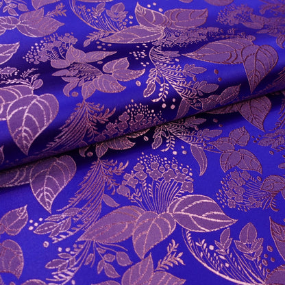 Brocart de soie à motif feuilles d'arbre, pour la confection de vêtements et d'articles d'ameublement - Largeur : 114 cm