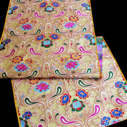 Tissu brocart jacquard à motifs floraux : mélange de soie Gaza indienne et de rayonne