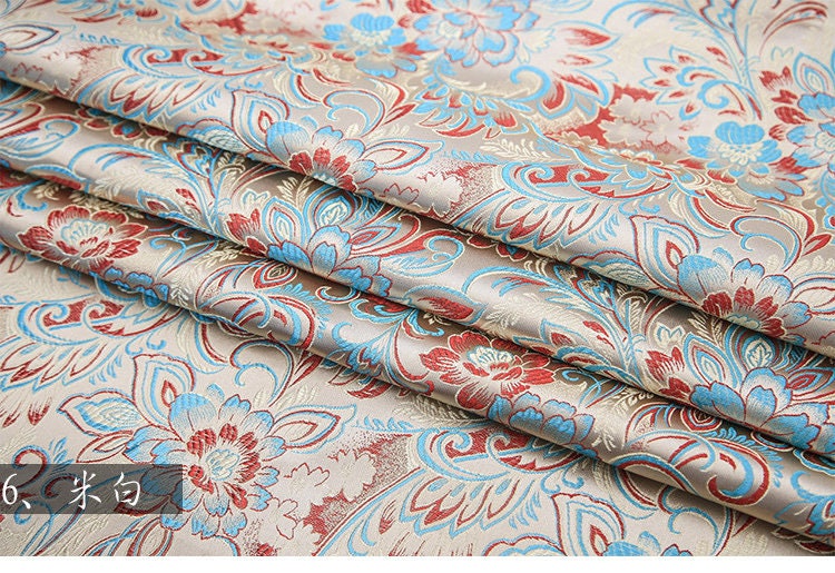 Tissu brocart de soie à motif de phénix : tissu pour cheongsam de 114 cm de large