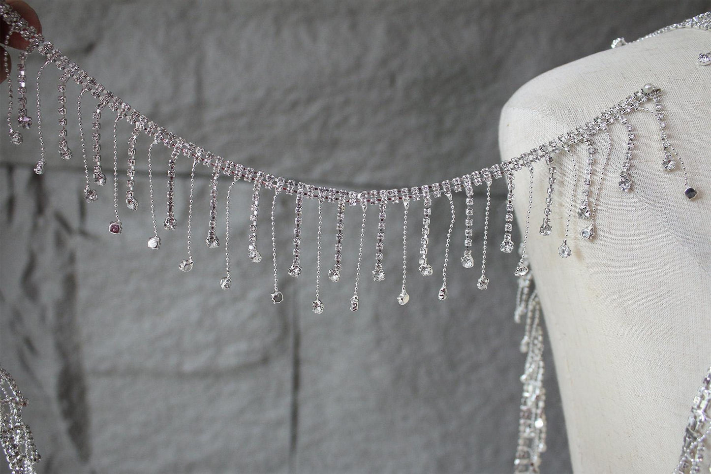 Chaîne à pompons en strass : garniture à paillettes de cristal, accessoire de robe de mariée à faire soi-même