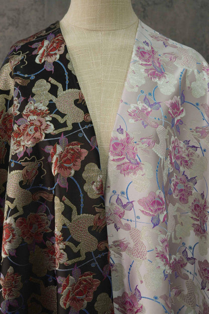Tissu brocart à fils d'or : Matériel de couture floral mongol tibétain
