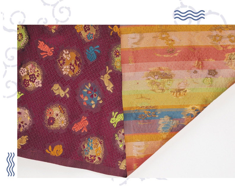 Nishijin Japanese Brocade Fabric: Easter Bunny Jacquard Silk Blend (59" Wide)