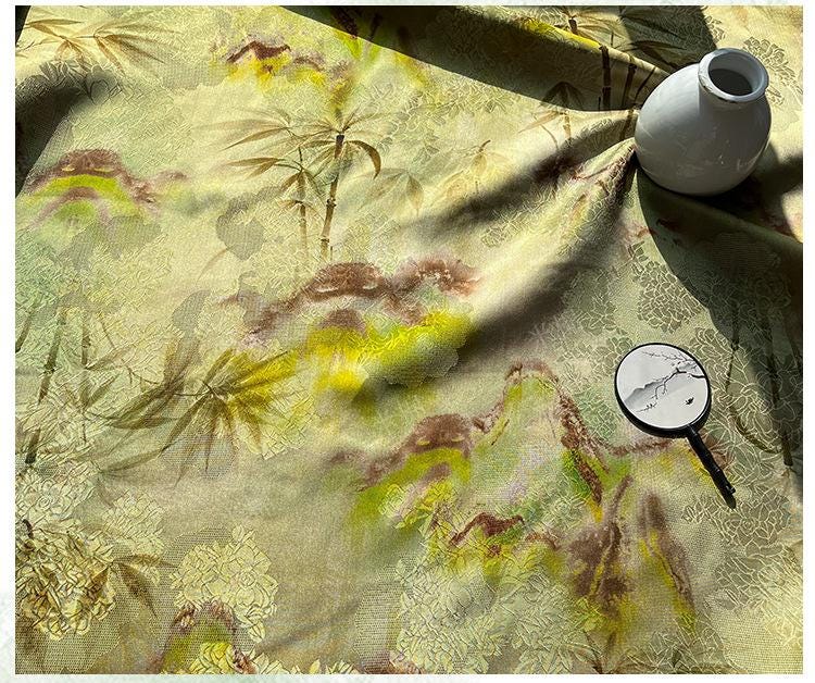 Rayon Silk Jacquard Xiangyun Fabric, Bamboo Spring Mist Handwoven Fabric for Clothing, Dressmaking, and Craf" Wide