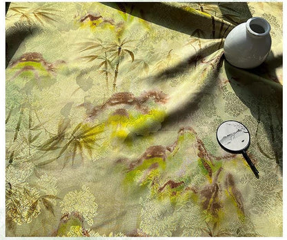 Rayon Silk Jacquard Xiangyun Fabric, Bamboo Spring Mist Handwoven Fabric for Clothing, Dressmaking, and Craf" Wide