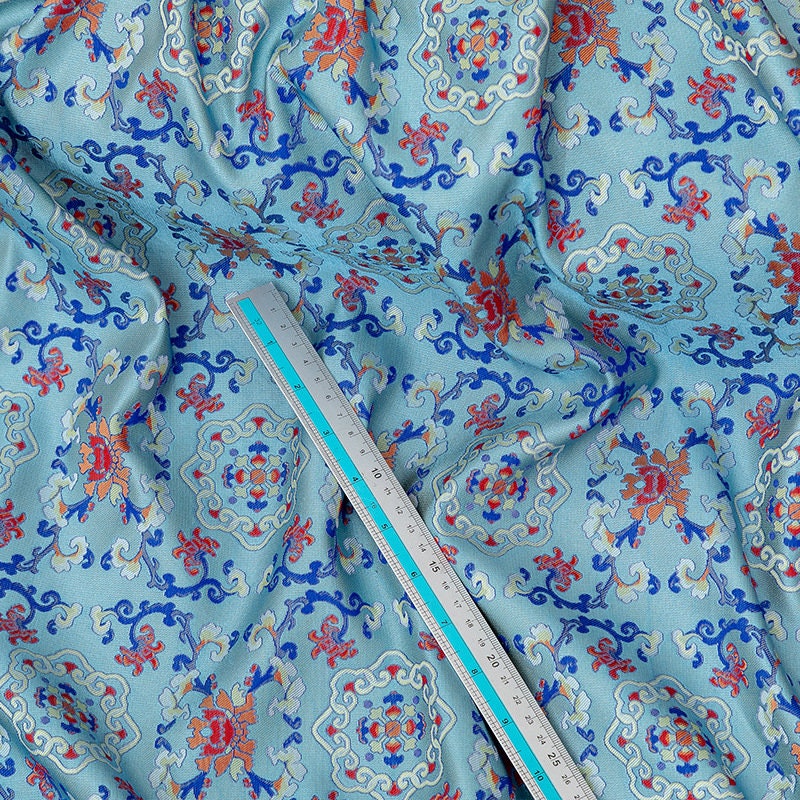 Silk Brocade Fabric: 59"W Floral Sewing Material