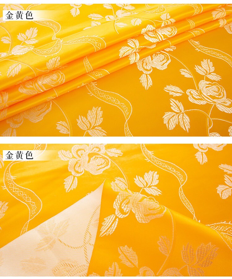 Tissu brocart de soie à motif floral : Damas en rayonne 45 po de large - Ruban rose